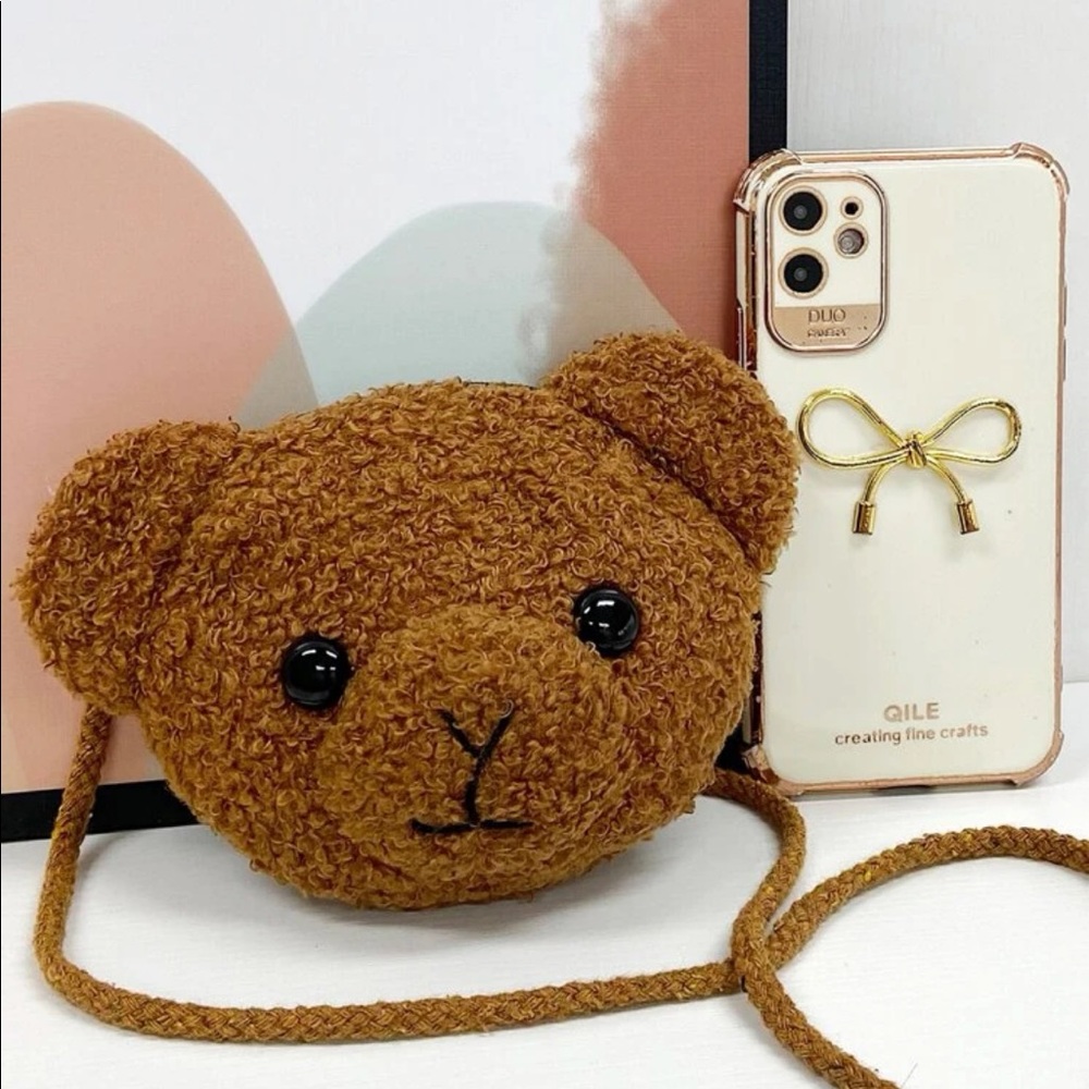 Girls Brown Bear Crossbody Coin Pouch Purse New - Picture 5 of 7